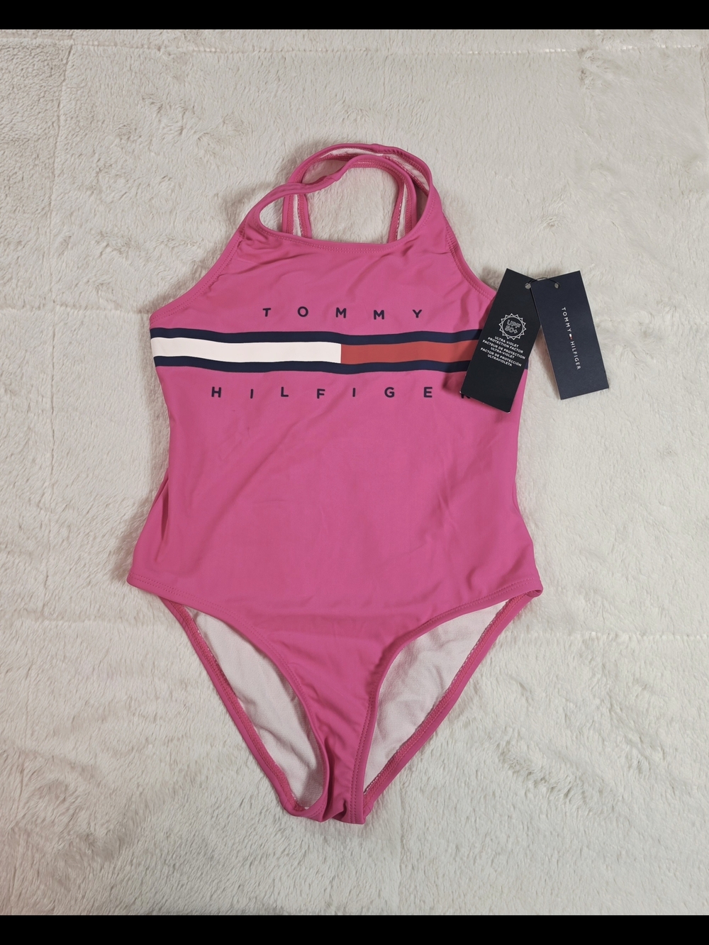 Tommy Hilfiger Hot Pink One-Piece Swimsuit with Chest Stripe(SW300-09)
